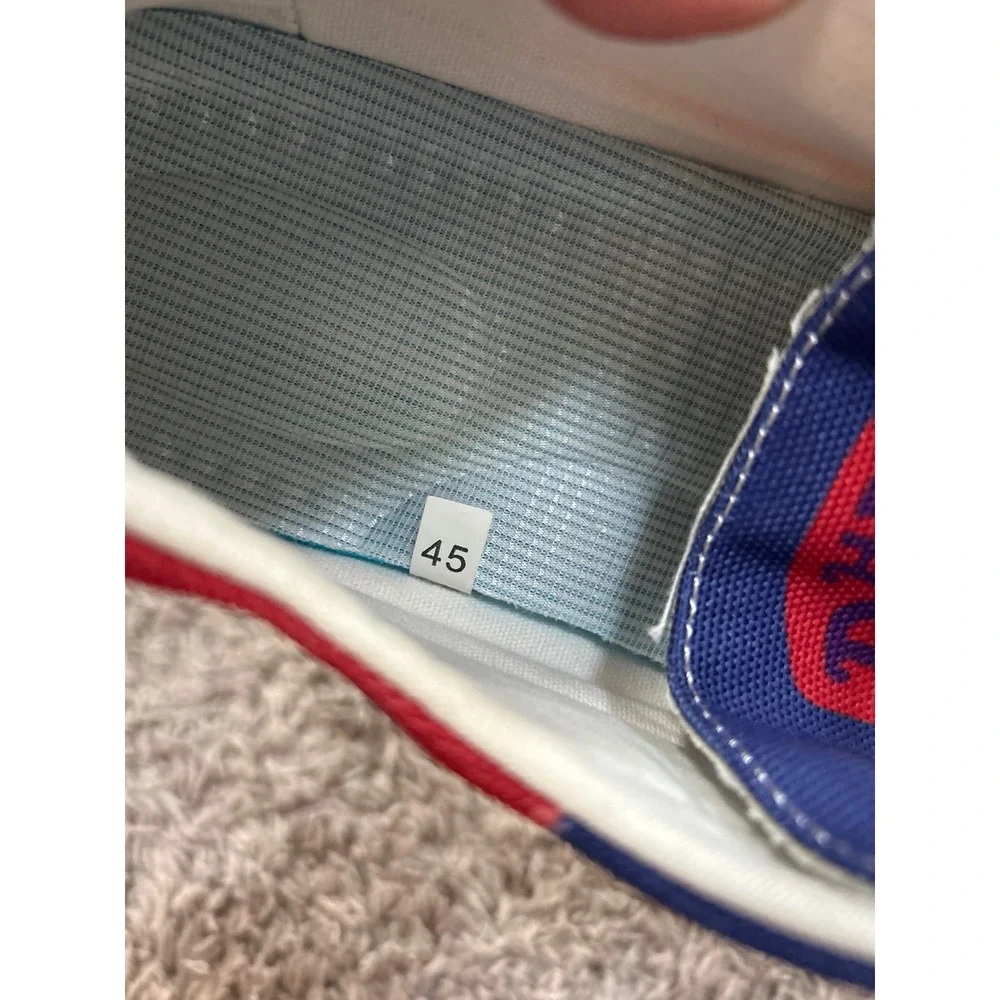 Chicago cubs baseball Blue Red Canvas Slip On Loafers Mens Size 12 EU 45